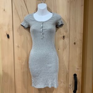 Grey ribbed bodycon mini dress